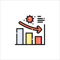 A graph with an arrow going up and a sun vector
