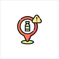 A map marker with a bottle of medicine vector
