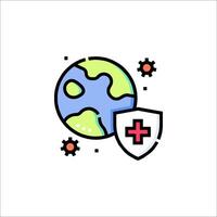 A globe with a red cross on it and a shield vector