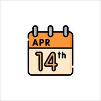 An orange calendar with the date april 14th on it vector