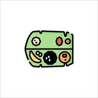 A green and white drawing of a food container vector