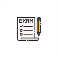 Exam icon, line icon, illustration, flat design, isolated on white background vector