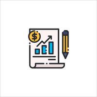 A pencil and a paper with a graph and a dollar sign vector
