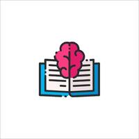 An open book with a brain inside it vector