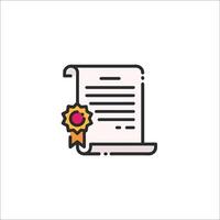 A certificate icon with a paper and a ribbon vector
