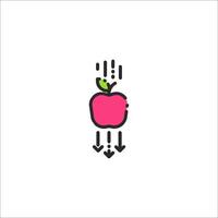 An apple is flying through the air in a line vector