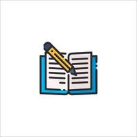 An open book with a pen on top vector