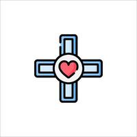 Cross with heart icon illustration vector