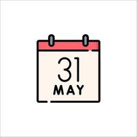 A calendar with the date of 31 may written on it vector
