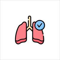 Lungs with tick icon on white background vector