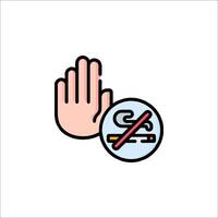 No smoking sign with hand and cigarette vector