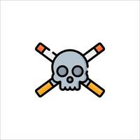 A skull and crossed cigarettes icon vector