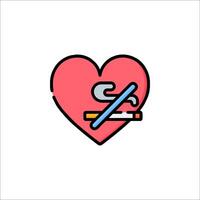 A heart with a cigarette in it and a cigarette in the middle vector