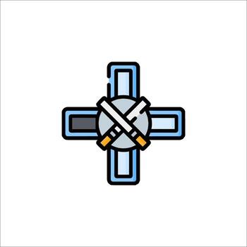 A cross with two swords in it vector