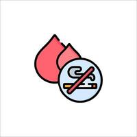 A red blood drop and a cigarette with a no smoking sign vector