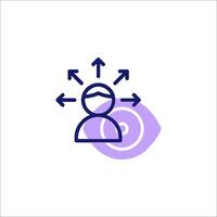 A person with a camera and arrows pointing to it vector
