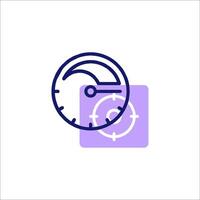 A clock icon on a purple square vector