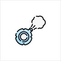 A blue and white icon of a steam pipe vector