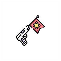 A gun with a star on it and a flag vector