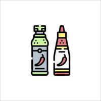 Two bottles of hot sauce and a bottle of ketchup vector