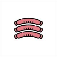 A line drawing of three sausages on a white background vector