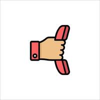 Hand holding phone icon in a flat line style vector