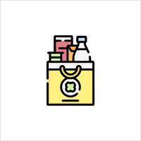 A grocery bag with food and drinks in it vector
