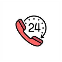 A phone icon with a 24 hour clock on it vector