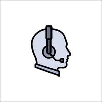 A call center icon with a headset on the head vector