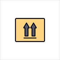 Two arrows pointing in opposite directions on a yellow box vector