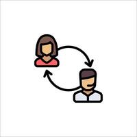A man and woman are connected by a circle icon vector