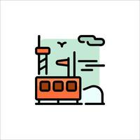 A train icon with a tower in the background vector