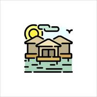A house on stilts with a sun in the background vector