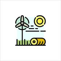 Wind turbine and sun icon vector