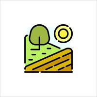 A line icon of a tree and a hill vector