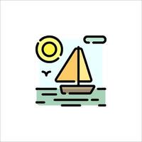 A sailboat floating in the ocean with a sun behind it vector