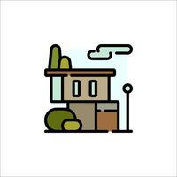 A house with a tree and a sign on it vector
