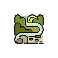 A river and a mountain in a line icon vector