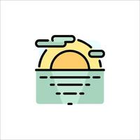 Sunset icon with a boat and clouds vector