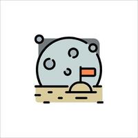 A cartoon moon with a flag on it vector