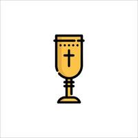 A golden chalice with a cross on it vector