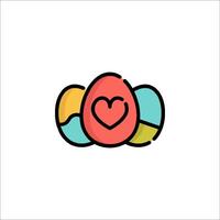Easter eggs with heart icon vector