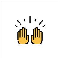 Two hands are raised up in the air with a star vector