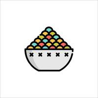 A bowl of cereal with colorful balls in it vector