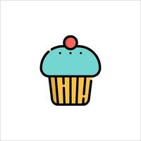 A cupcake icon with a red dot on top vector