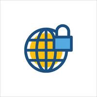 A globe with a padlock on it vector