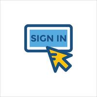 Sign in button with a mouse cursor vector