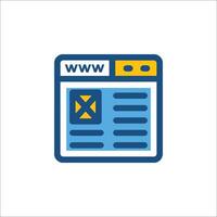 A website icon with a blue and yellow background vector