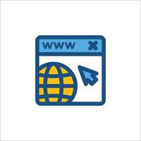 The icon for the website is a globe and an arrow vector