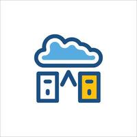 A cloud icon with two servers and a cloud vector